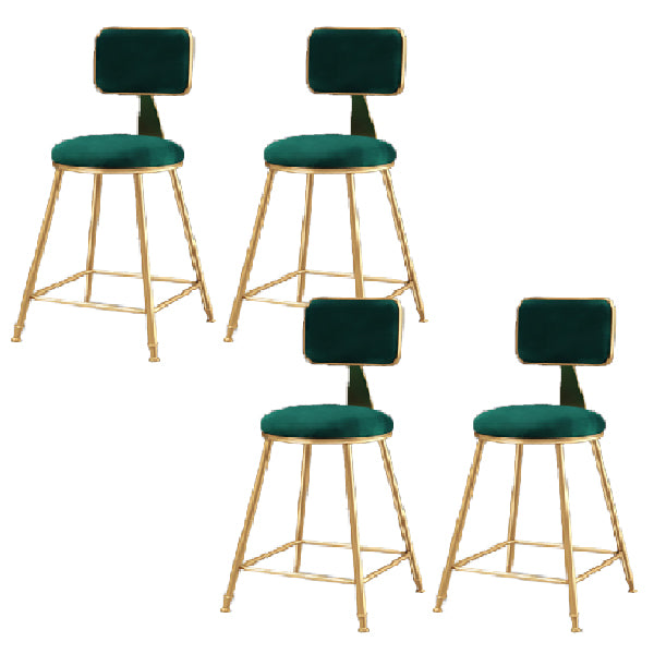Glam Armless Backrest Counter Stool Iron Dining Room Bar Stool with Cushion