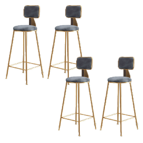 Glam Armless Backrest Counter Stool Iron Dining Room Bar Stool with Cushion