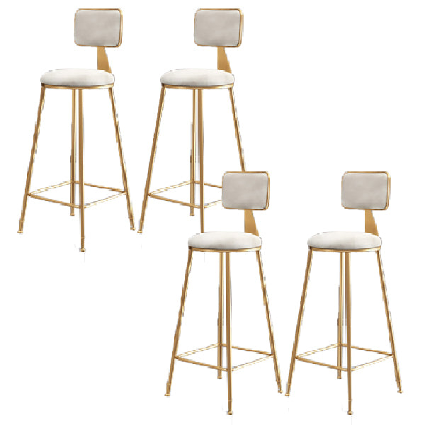 Glam Armless Backrest Counter Stool Iron Dining Room Bar Stool with Cushion