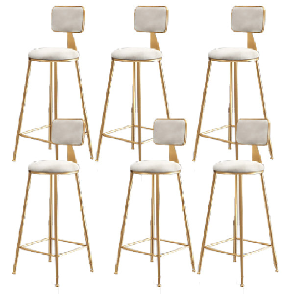 Glam Armless Backrest Counter Stool Iron Dining Room Bar Stool with Cushion