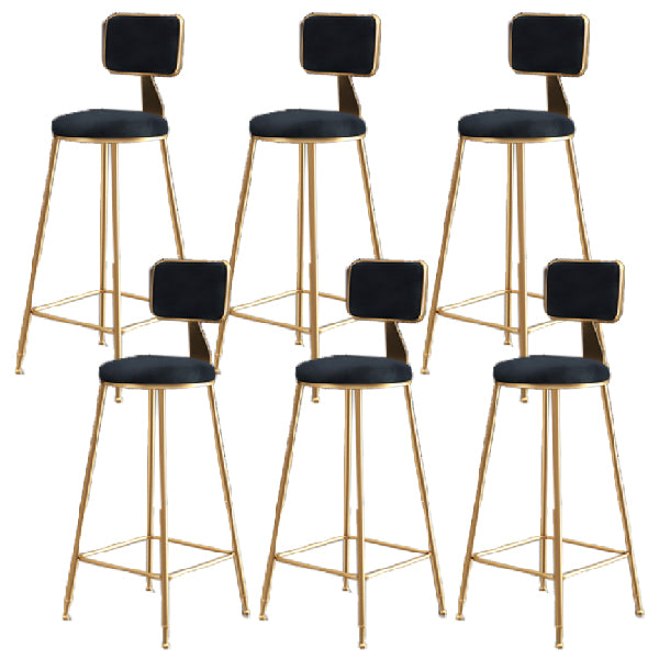 Glam Armless Backrest Counter Stool Iron Dining Room Bar Stool with Cushion