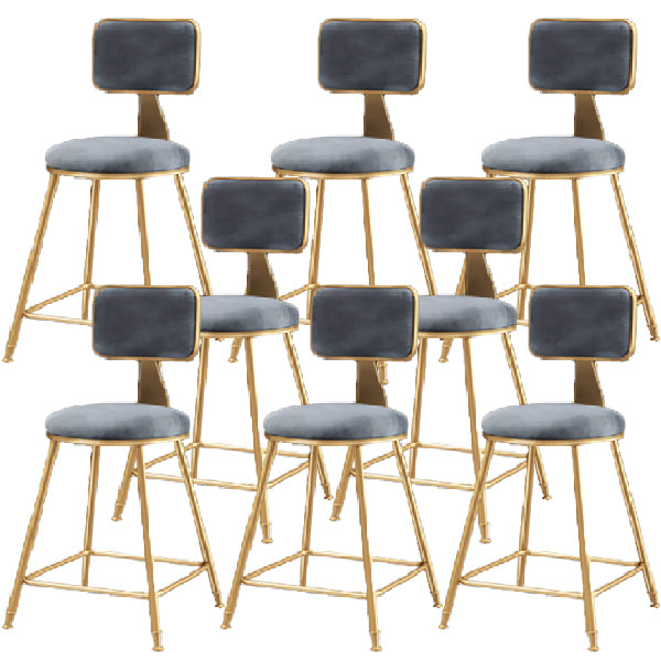 Glam Armless Backrest Counter Stool Iron Dining Room Bar Stool with Cushion