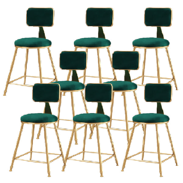 Glam Armless Backrest Counter Stool Iron Dining Room Bar Stool with Cushion