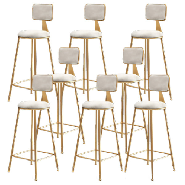 Glam Armless Backrest Counter Stool Iron Dining Room Bar Stool with Cushion