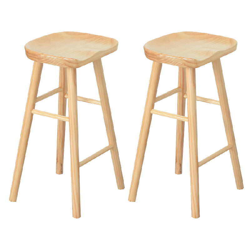 Modern Armless Backless Counter Stool Pine Wood Bar Stool with Pedal
