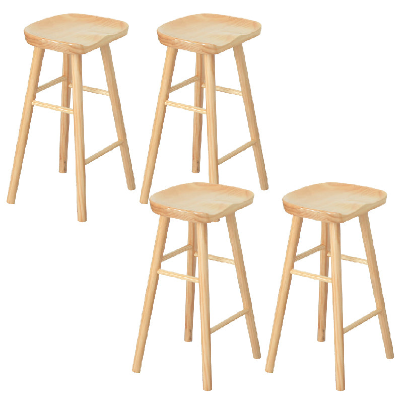 Modern Armless Backless Counter Stool Pine Wood Bar Stool with Pedal