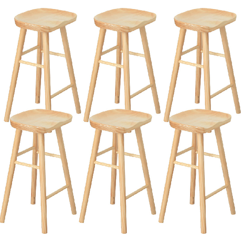 Modern Armless Backless Counter Stool Pine Wood Bar Stool with Pedal