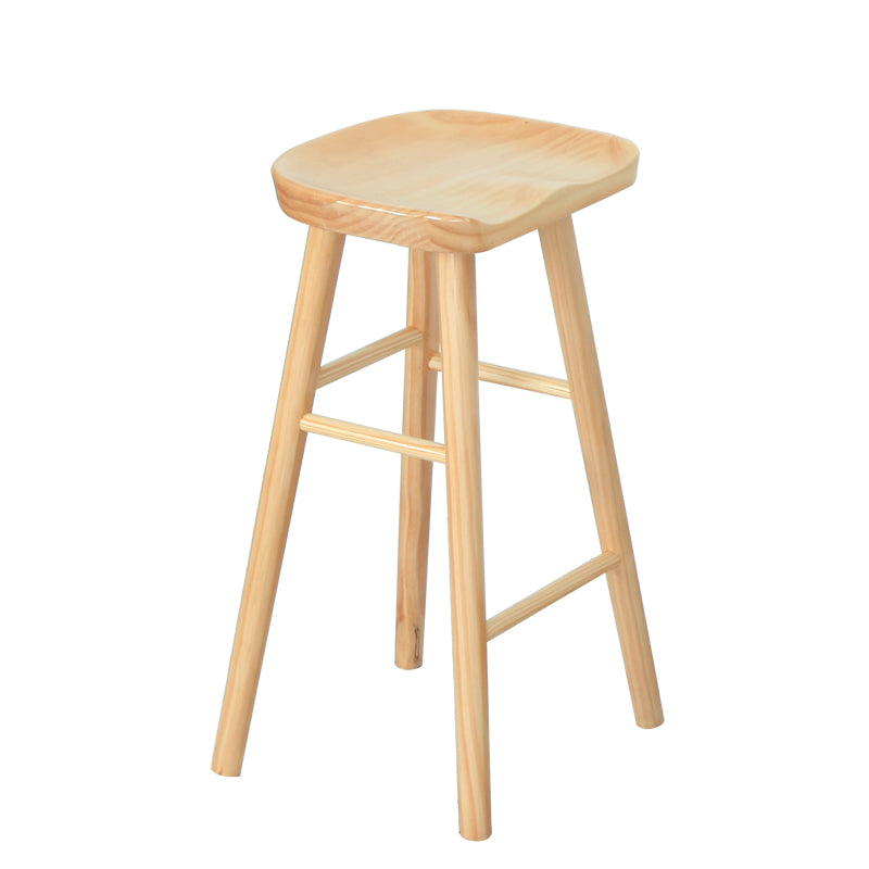 Modern Armless Backless Counter Stool Pine Wood Bar Stool with Pedal