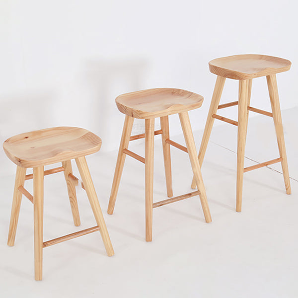 Modern Armless Backless Counter Stool Pine Wood Bar Stool with Pedal
