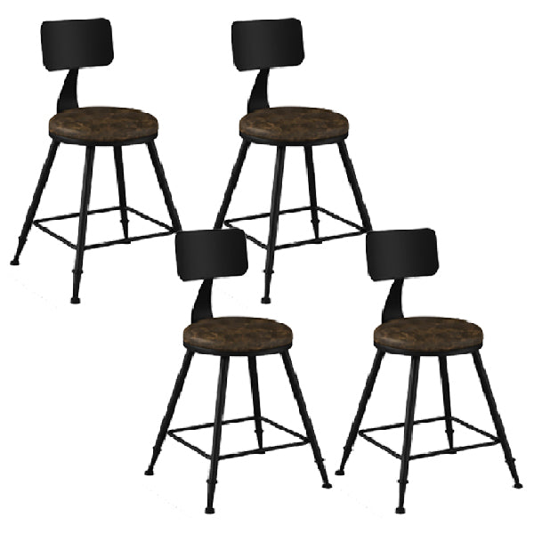 Industrial Armless Backrest Counter Stool Iron Dining Room Bar Stool with Pedal