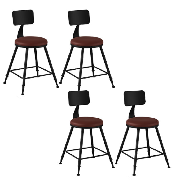 Industrial Armless Backrest Counter Stool Iron Dining Room Bar Stool with Pedal