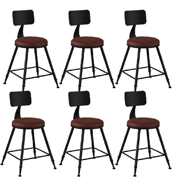 Industrial Armless Backrest Counter Stool Iron Dining Room Bar Stool with Pedal
