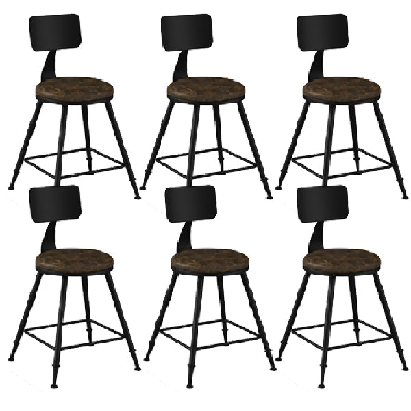 Industrial Armless Backrest Counter Stool Iron Dining Room Bar Stool with Pedal