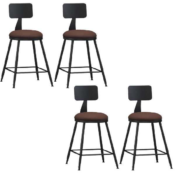 Industrial Armless Backrest Counter Stool Iron Dining Room Bar Stool with Pedal