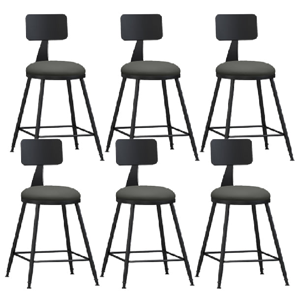 Industrial Armless Backrest Counter Stool Iron Dining Room Bar Stool with Pedal