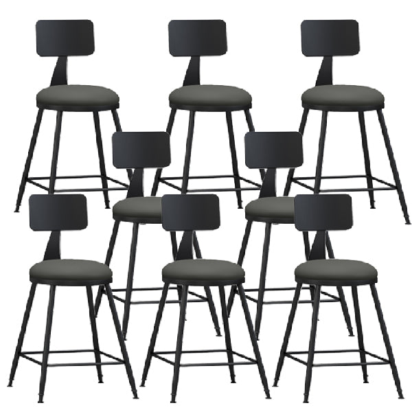 Industrial Armless Backrest Counter Stool Iron Dining Room Bar Stool with Pedal