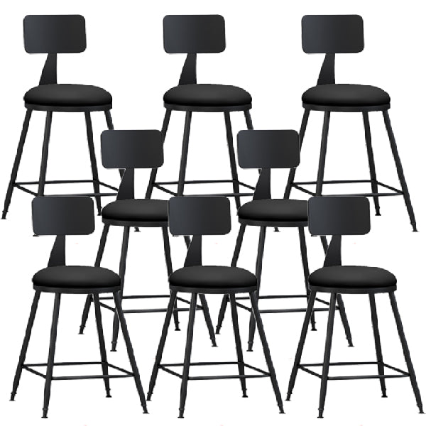 Industrial Armless Backrest Counter Stool Iron Dining Room Bar Stool with Pedal