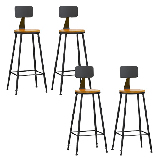 Industrial Armless Backrest Counter Stool Iron Dining Room Bar Stool with Pedal