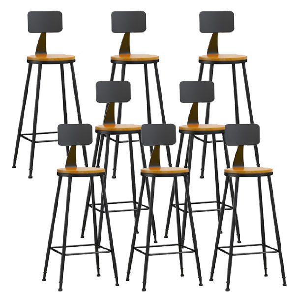 Industrial Armless Backrest Counter Stool Iron Dining Room Bar Stool with Pedal