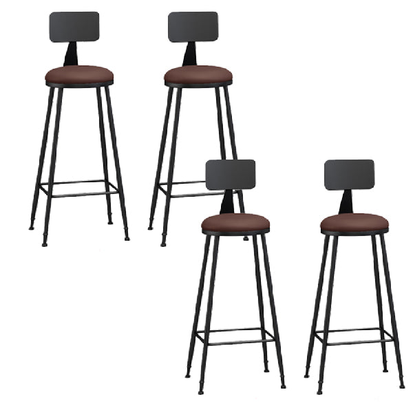Industrial Armless Backrest Counter Stool Iron Dining Room Bar Stool with Pedal