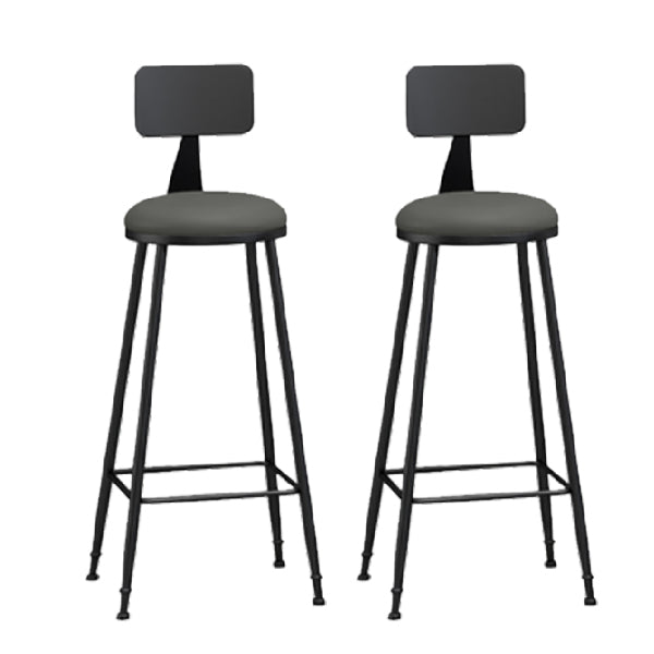 Industrial Armless Backrest Counter Stool Iron Dining Room Bar Stool with Pedal