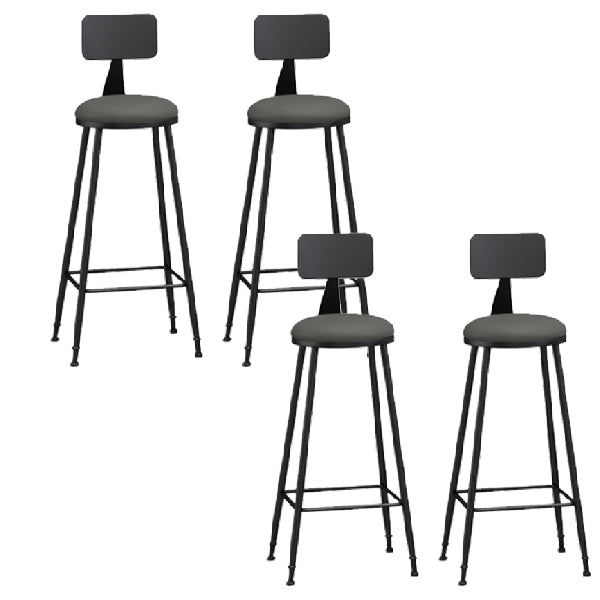 Industrial Armless Backrest Counter Stool Iron Dining Room Bar Stool with Pedal