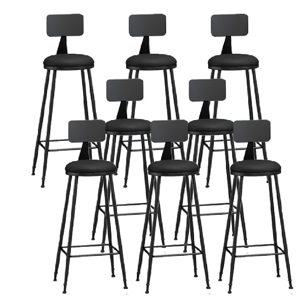 Industrial Armless Backrest Counter Stool Iron Dining Room Bar Stool with Pedal