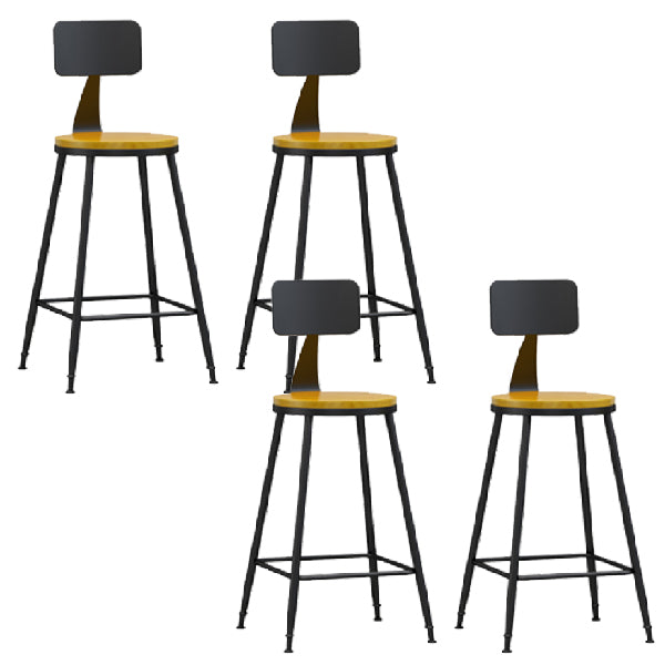 Industrial Armless Backrest Counter Stool Iron Dining Room Bar Stool with Pedal
