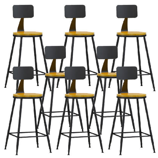 Industrial Armless Backrest Counter Stool Iron Dining Room Bar Stool with Pedal