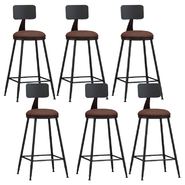 Industrial Armless Backrest Counter Stool Iron Dining Room Bar Stool with Pedal