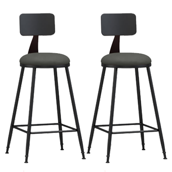 Industrial Armless Backrest Counter Stool Iron Dining Room Bar Stool with Pedal