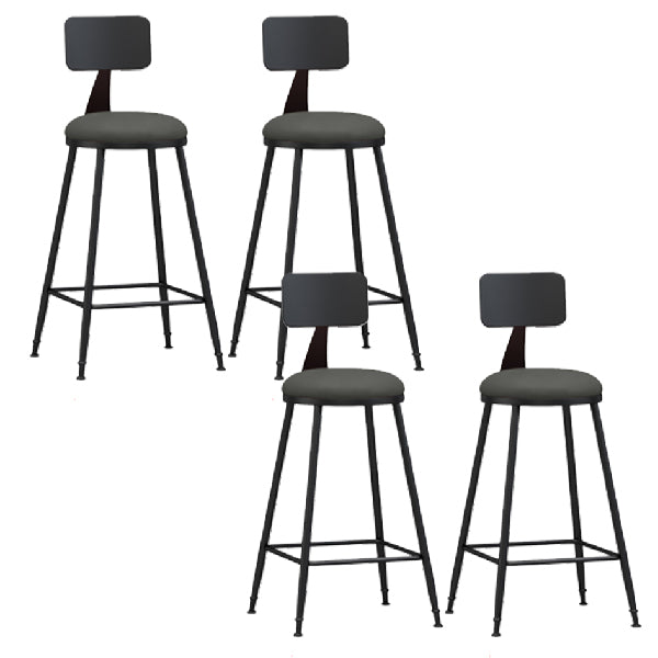 Industrial Armless Backrest Counter Stool Iron Dining Room Bar Stool with Pedal