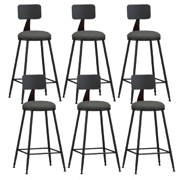 Industrial Armless Backrest Counter Stool Iron Dining Room Bar Stool with Pedal