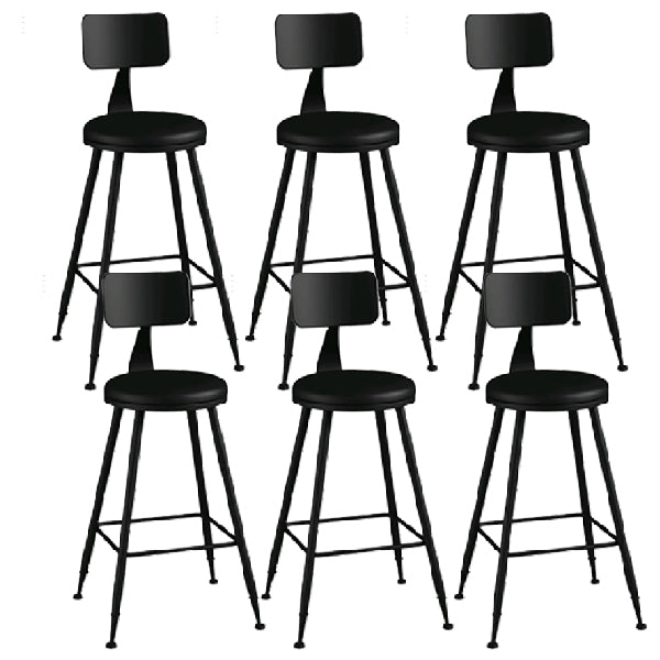 Industrial Armless Backrest Counter Stool Iron Dining Room Bar Stool with Pedal