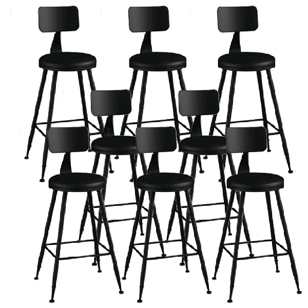 Industrial Armless Backrest Counter Stool Iron Dining Room Bar Stool with Pedal