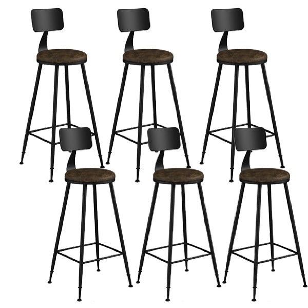 Industrial Armless Backrest Counter Stool Iron Dining Room Bar Stool with Pedal
