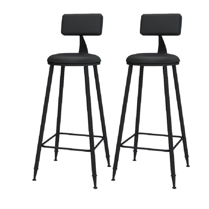 Modern Round Counter Stool Coffee Shop Leather and Metal Counter-height Stool