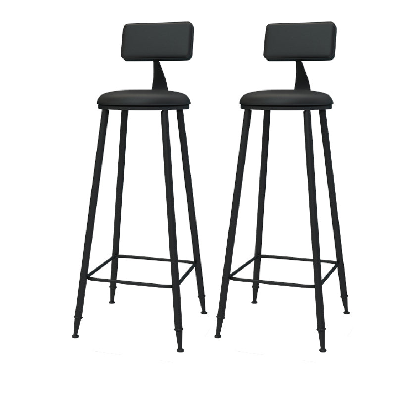 Modern Round Counter Stool Coffee Shop Leather and Metal Counter-height Stool