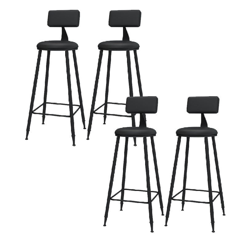 Modern Round Counter Stool Coffee Shop Leather and Metal Counter-height Stool