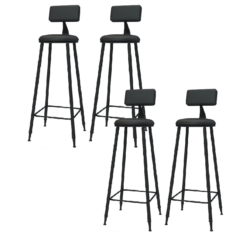 Modern Round Counter Stool Coffee Shop Leather and Metal Counter-height Stool