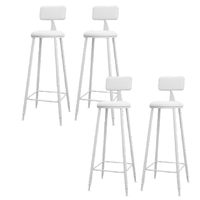 Modern Round Counter Stool Coffee Shop Leather and Metal Counter-height Stool