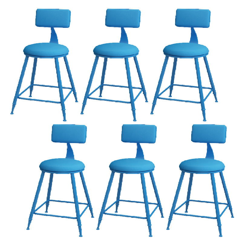 Modern Round Counter Stool Coffee Shop Leather and Metal Counter-height Stool