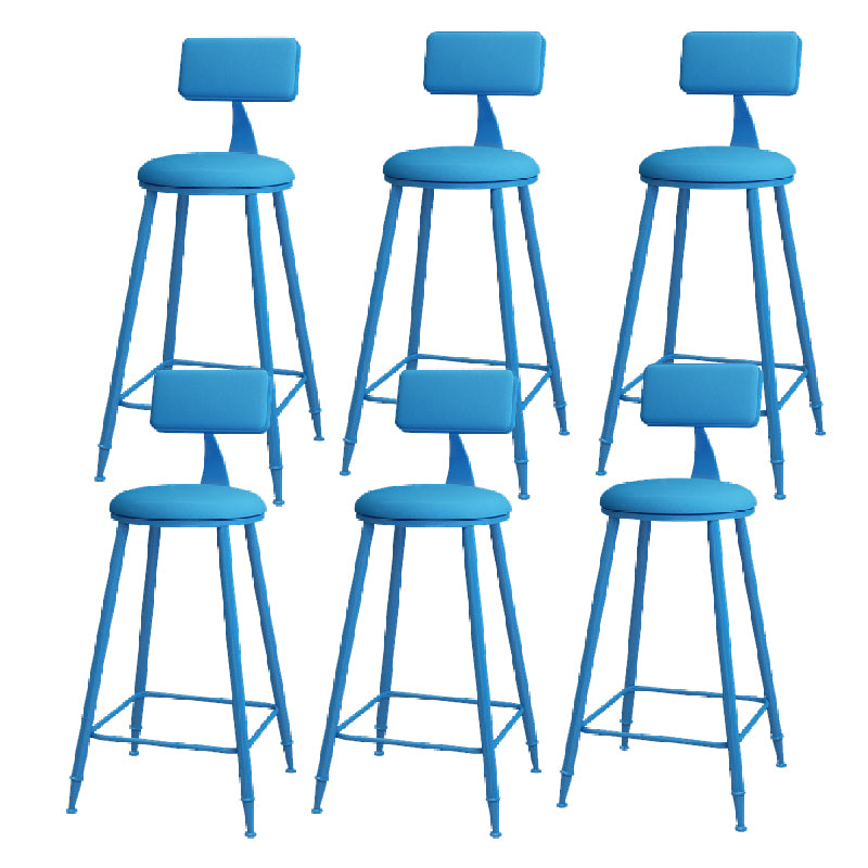 Modern Round Counter Stool Coffee Shop Leather and Metal Counter-height Stool