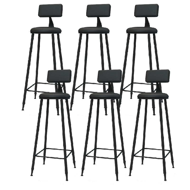 Modern Round Counter Stool Coffee Shop Leather and Metal Counter-height Stool