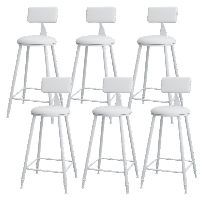 Modern Round Counter Stool Coffee Shop Leather and Metal Counter-height Stool