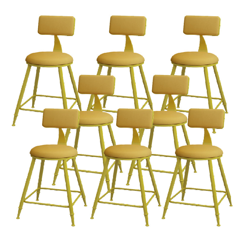 Modern Round Counter Stool Coffee Shop Leather and Metal Counter-height Stool