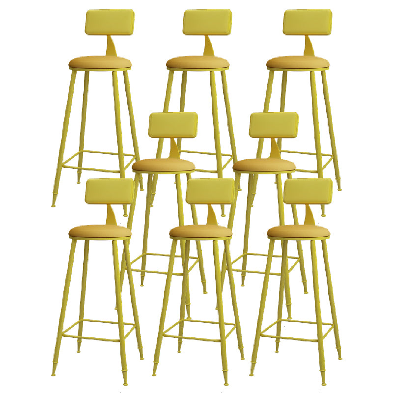 Modern Round Counter Stool Coffee Shop Leather and Metal Counter-height Stool