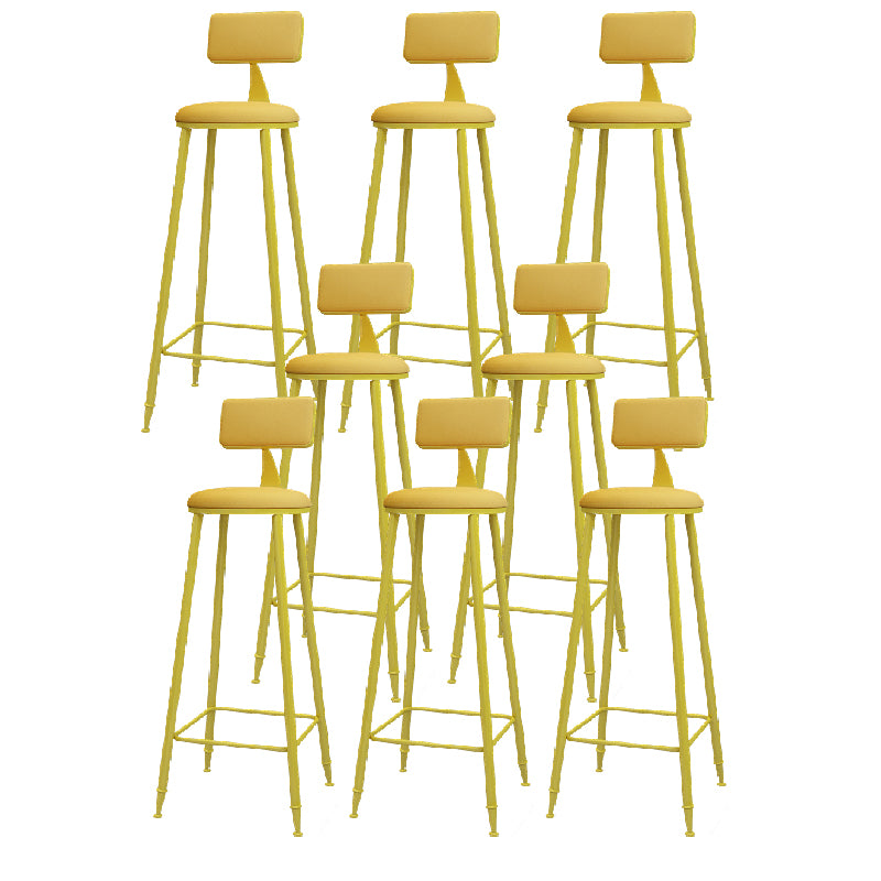 Modern Round Counter Stool Coffee Shop Leather and Metal Counter-height Stool