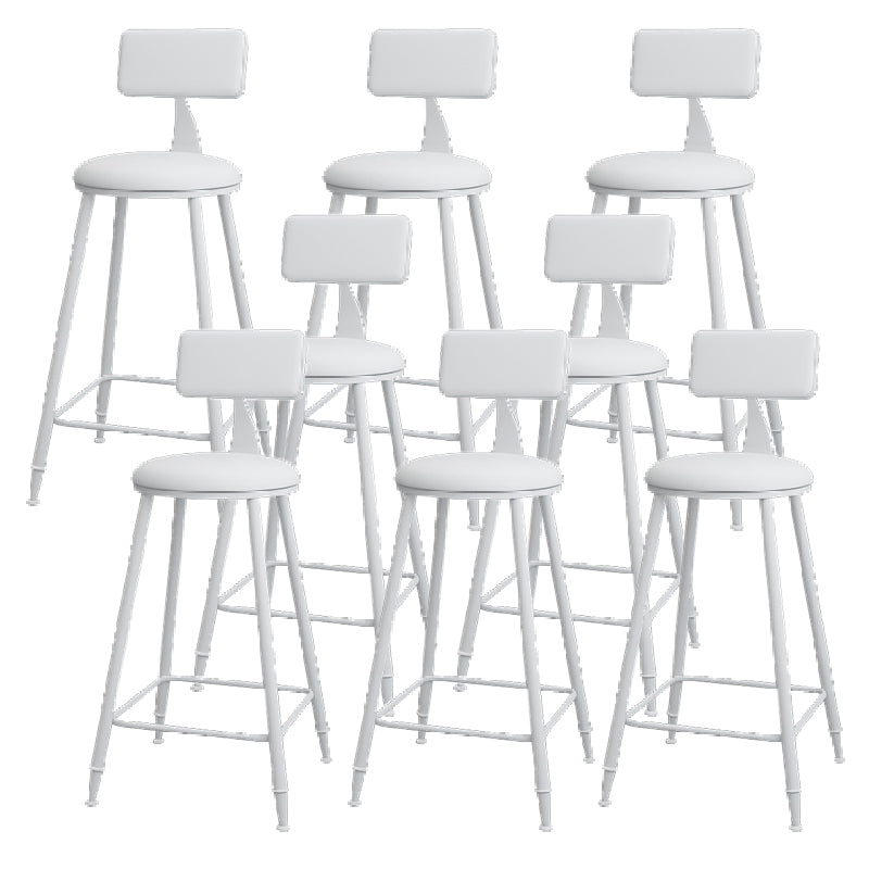 Modern Round Counter Stool Coffee Shop Leather and Metal Counter-height Stool