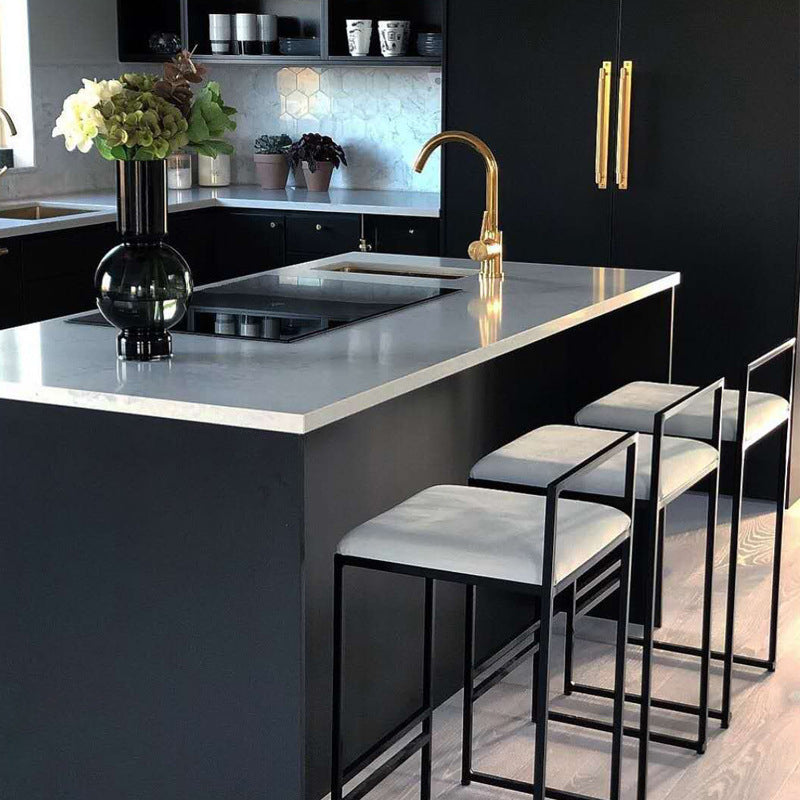 Indoor Counter Stool Nordic Metal Low Back Bar Stool with Upholstered